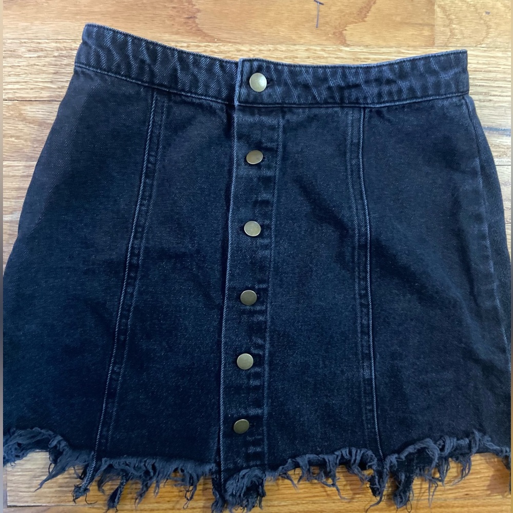 Black denim skirt